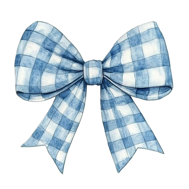 blue gingham-patterned bow